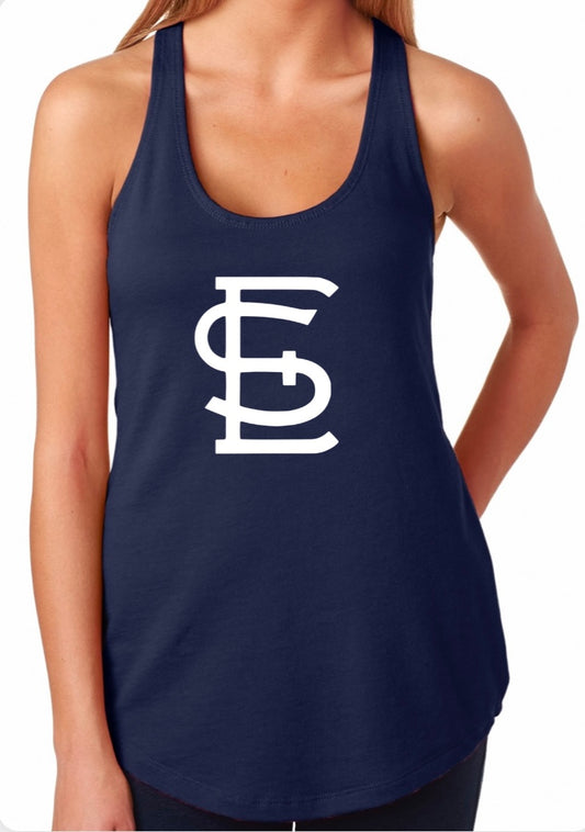 Women’s Navy ESLL logo racer back tank