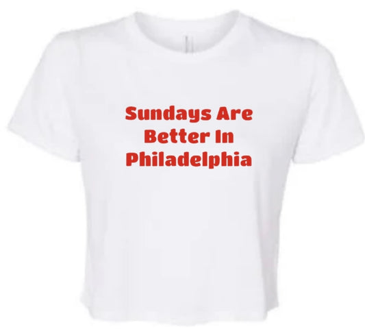 Women’s White Sundays Cropped Tshirt